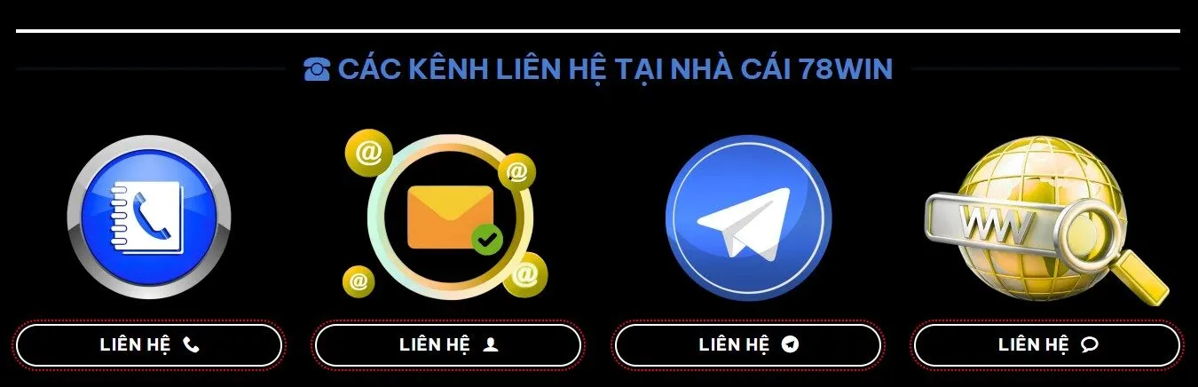 các kênh liên hệ 78win